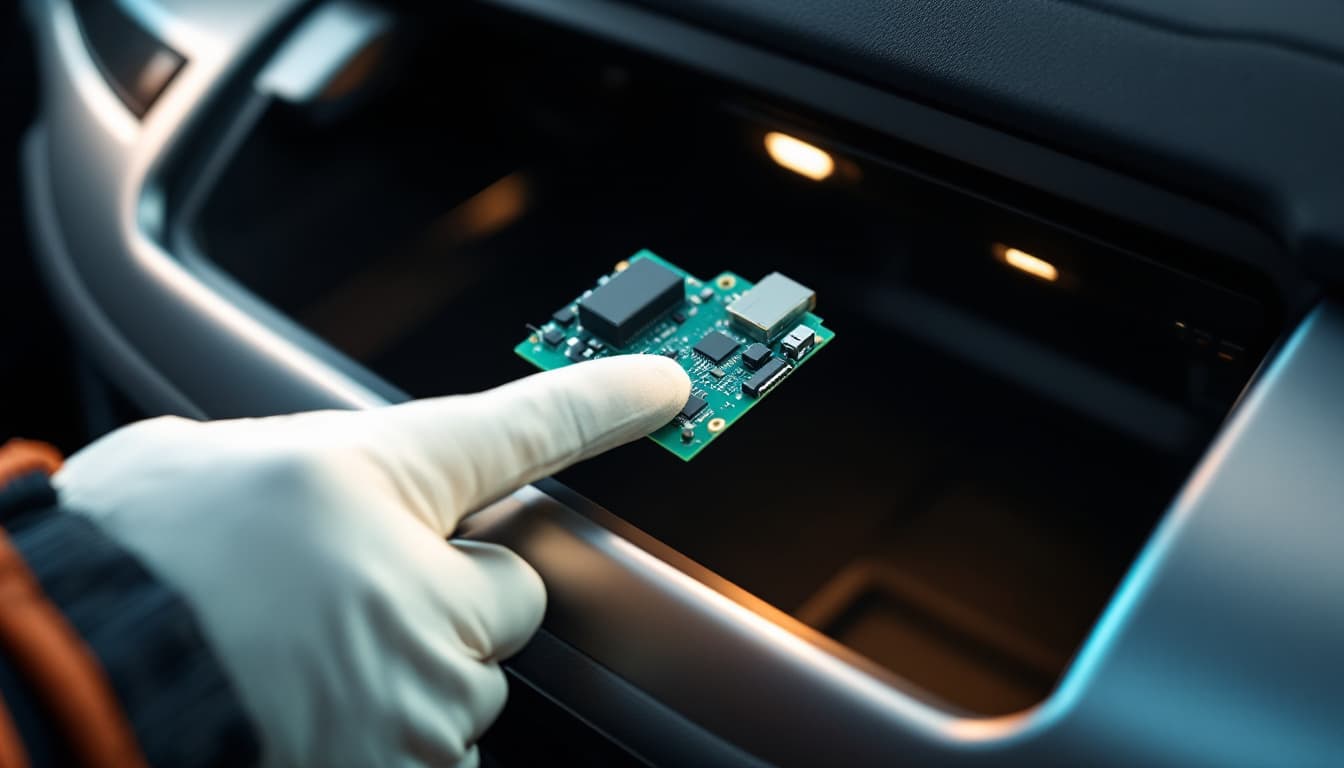 Luxury SUV push-start button and smart key fob photographed inside the cabin