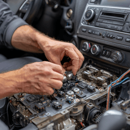 Ignition repair service with hands working on ignition cylinder in Annetta TX